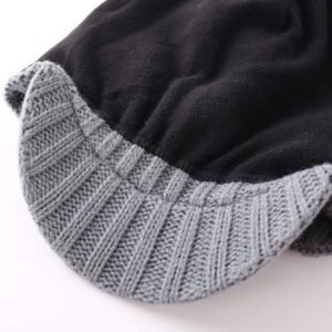 Home Prefer Men's Outdoor Newsboy Hat Winter Warm Thick Knit Beanie Cap with Visor (Light Gray)