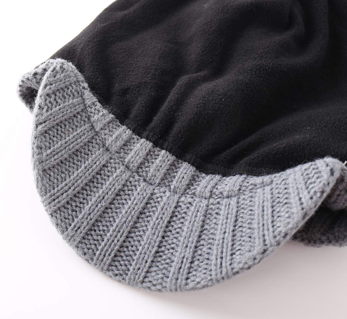 Home Prefer Men's Outdoor Newsboy Hat Winter Warm Thick Knit Beanie Cap with Visor (Light Gray)