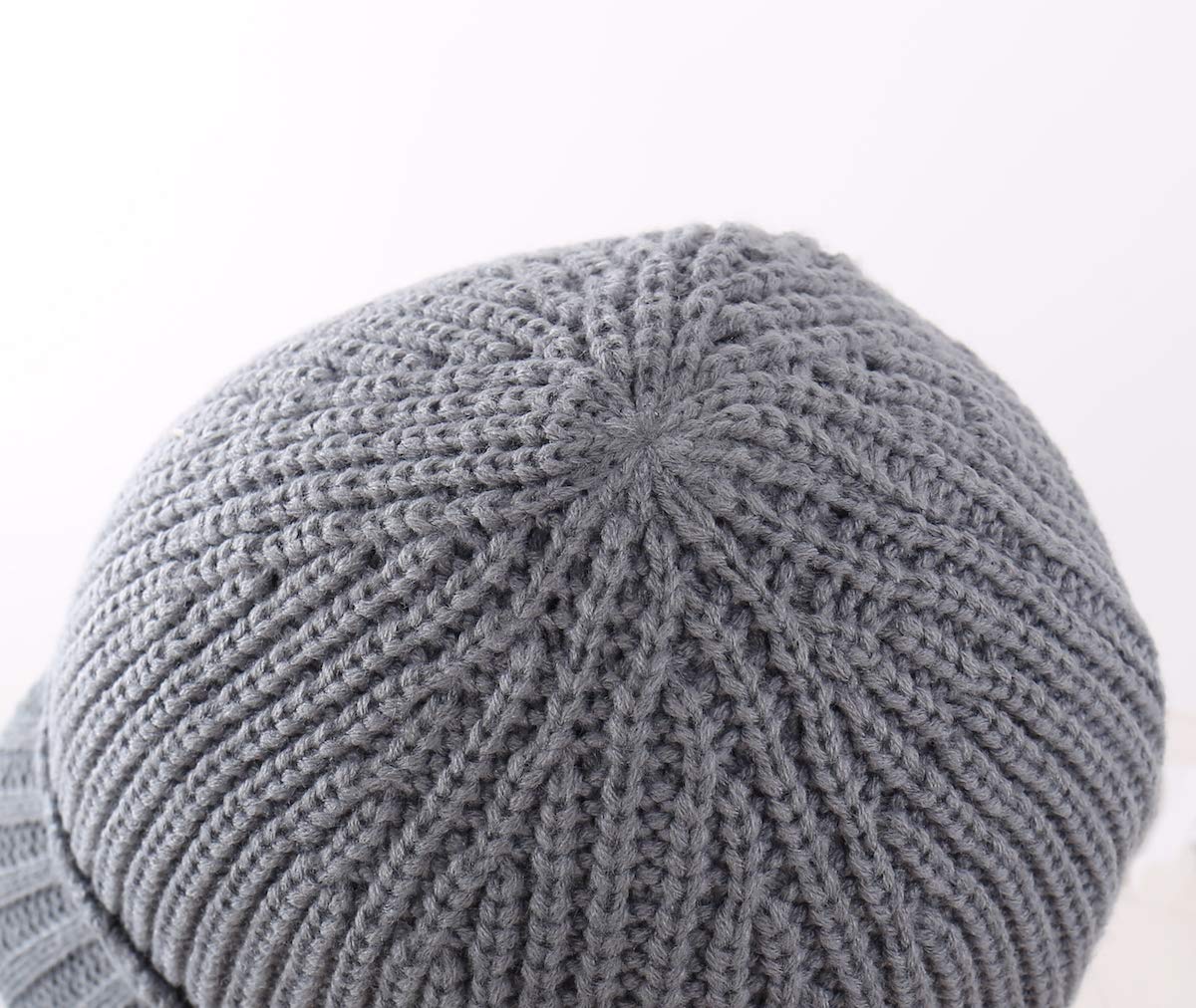 Home Prefer Men's Outdoor Newsboy Hat Winter Warm Thick Knit Beanie Cap with Visor (Light Gray)