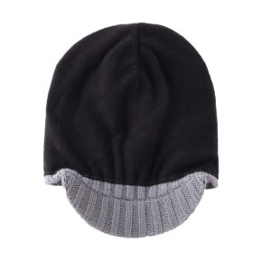 Home Prefer Men's Outdoor Newsboy Hat Winter Warm Thick Knit Beanie Cap with Visor (Light Gray)