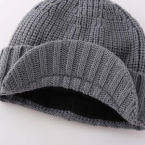 Home Prefer Men's Outdoor Newsboy Hat Winter Warm Thick Knit Beanie Cap with Visor (Light Gray)