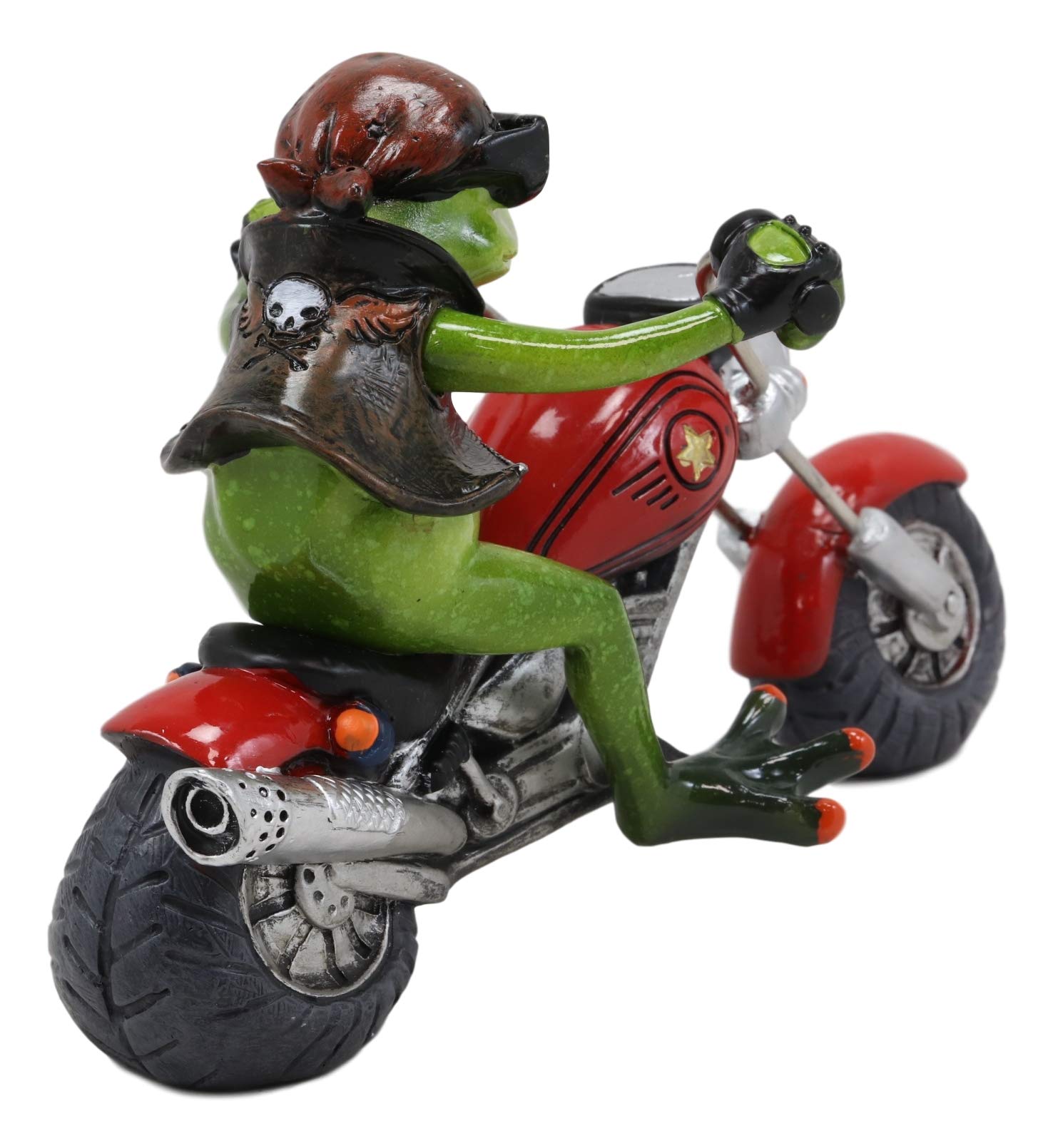 Ebros 8.5" Long Born to Ride Biker Frog Smoking Cigar Riding On Red Chopper Motorcycle Bike Statue Crazy for Frogs Toads Home Decor Accent