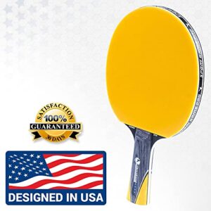 Ping Pong Paddle with Killer Spin + Case for Free - Professional Table Tennis Racket for Beginner and Advanced Players - Improve Your Ping Pong Skills with JT Ping Pong Paddle Set (Yellow)