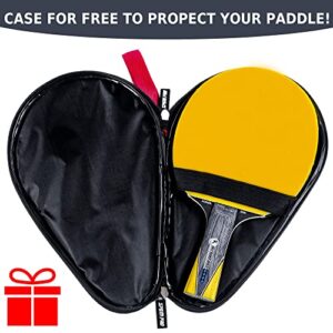 Ping Pong Paddle with Killer Spin + Case for Free - Professional Table Tennis Racket for Beginner and Advanced Players - Improve Your Ping Pong Skills with JT Ping Pong Paddle Set (Yellow)