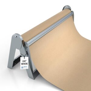 paper roll dispenser and cutter - long 24" roll paper holder - great butcher paper dispenser, wrapping paper cutter, craft paper holder or vinyl roll holder - wall mountable