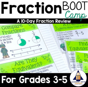 fraction boot camp - a 10-day fraction review for 3rd, 4th, and 5th grades (fractions, test prep, fraction tiles, fraction manipulative)