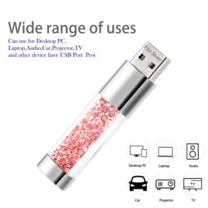 Lovely Diamond USB 2.0 Flash Drive Data Storage Memory Stick USB Stick Pendrive Gift (32GB, Pink)