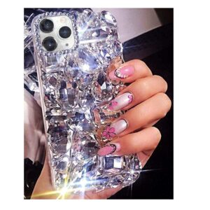 bonitec for iphone 11 pro max case 3d glitter sparkle bling case for women luxury shiny crystal rhinestone diamond bumper clear gems protective case cover