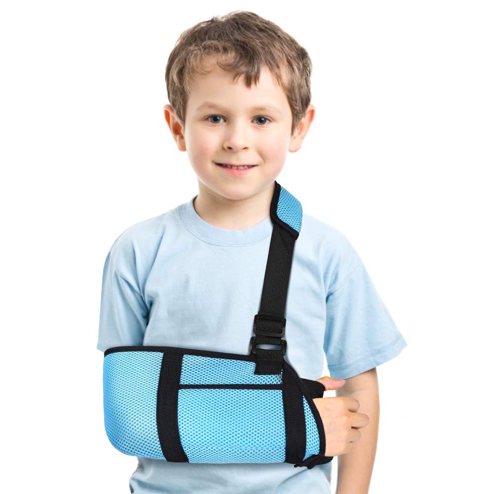 Arm Sling for Kids, Child Arm Sling with Waist Strap, Padded Children Youth Arm Support Sling Shoulder Immobilizer for Broken Elbow Wrist Arm Shoulder Injury Rotator Cuff, Left or