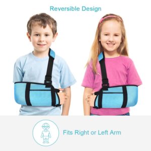 Arm Sling for Kids, Child Arm Sling with Waist Strap, Padded Children Youth Arm Support Sling Shoulder Immobilizer for Broken Elbow Wrist Arm Shoulder Injury Rotator Cuff, Left or