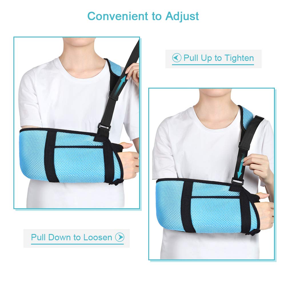 Arm Sling for Kids, Child Arm Sling with Waist Strap, Padded Children Youth Arm Support Sling Shoulder Immobilizer for Broken Elbow Wrist Arm Shoulder Injury Rotator Cuff, Left or