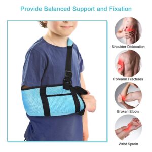 Arm Sling for Kids, Child Arm Sling with Waist Strap, Padded Children Youth Arm Support Sling Shoulder Immobilizer for Broken Elbow Wrist Arm Shoulder Injury Rotator Cuff, Left or