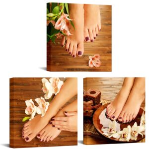 nachic wall 3 piece wall art hands pedicure spa poster beauty fashion woman manicure picture painting on canvas modern massage salon bathroom decoration gallery wrap ready to hang