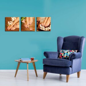 Nachic Wall 3 Piece Wall Art Hands Pedicure Spa Poster Beauty Fashion Woman Manicure Picture Painting on Canvas Modern Massage Salon Bathroom Decoration Gallery Wrap Ready to Hang