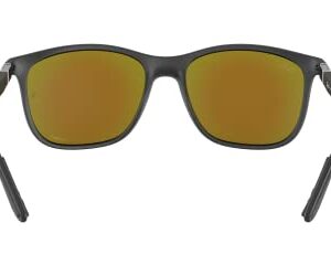 Ray-Ban Rb4330ch Chromance Square Sunglasses, Matte Black/Polarized Green Mirrored Blue, 56 mm