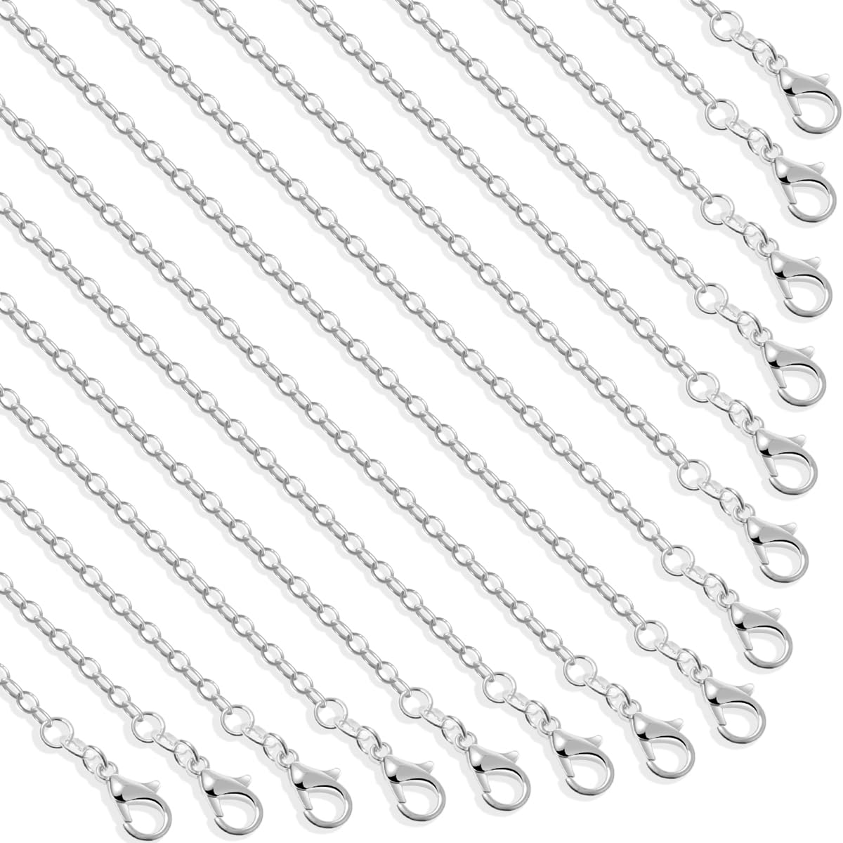 selizo 30 Pack Chain Necklace Bulk Jewelry Making Chains Silver Plated Necklace Chains for Necklace Jewelry Making, 1.2 mm (20 Inches)