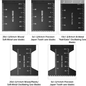 HOTBEST 60 Oscillating Mix Blades Kit Cutting Wood Metal with Measurement Scales Fit Multimaster Porter Cable Black & Decker Craftsman Ryobi