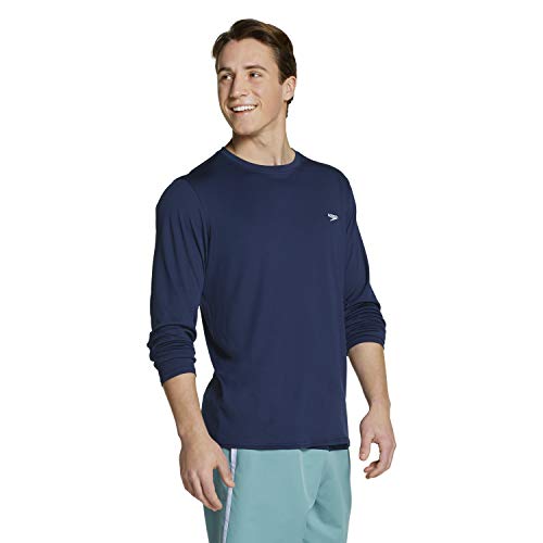 Speedo Men's Uv Swim Shirt Basic Easy Long Sleeve Regular Fit , Peacoat, XX-Large