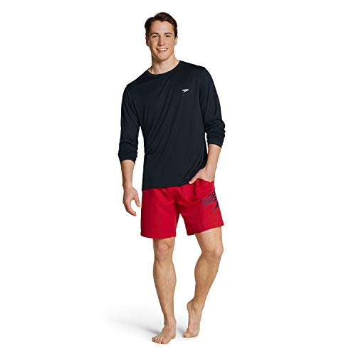 Speedo Men's Uv Swim Shirt Basic Easy Long Sleeve Regular Fit , Peacoat, XX-Large