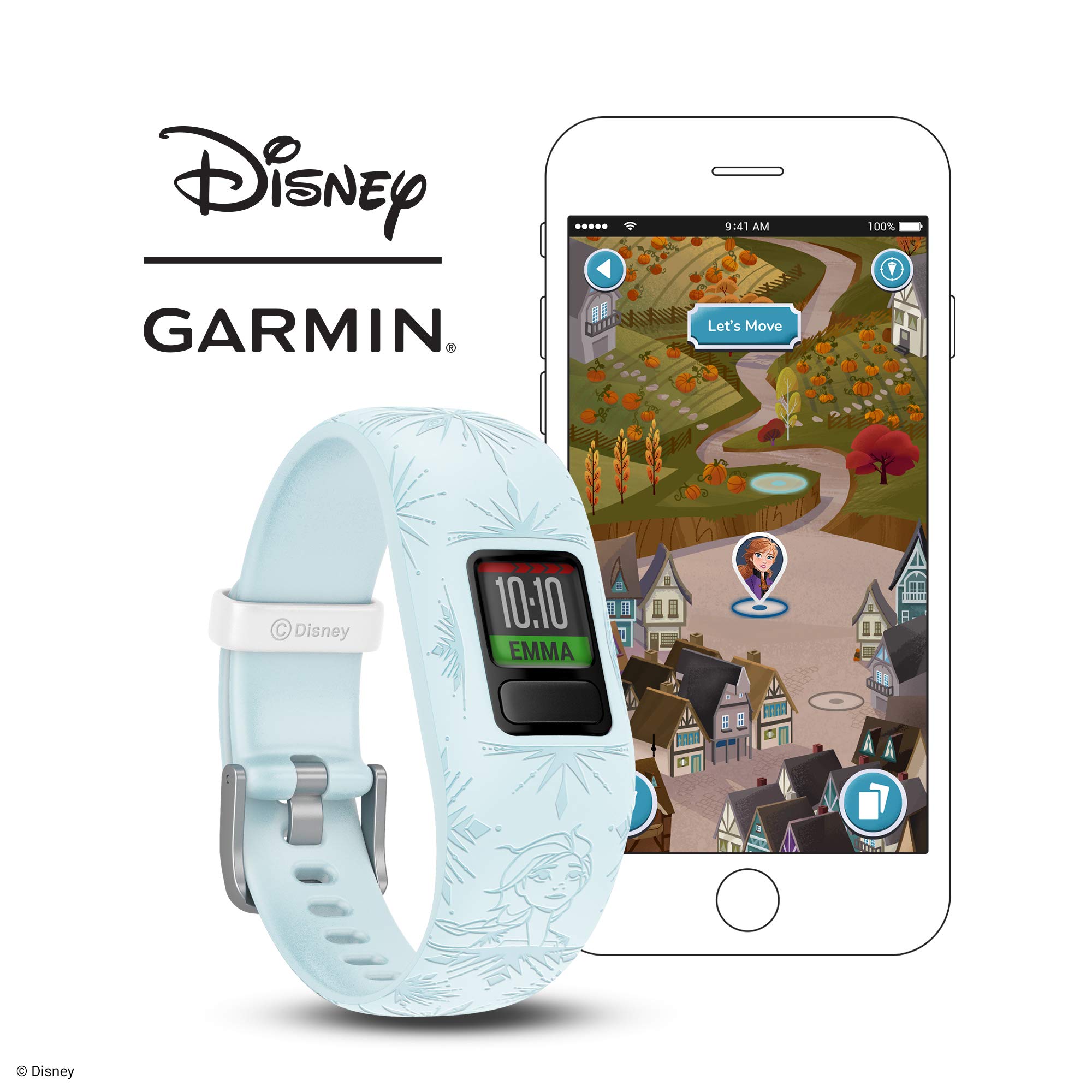 Garmin 010-01909-38 Vivofit Jr. 2, Kids Fitness/Activity Tracker, 1-Year Battery Life, Adjustable Band, Disney Frozen 2, Elsa, Light Blue