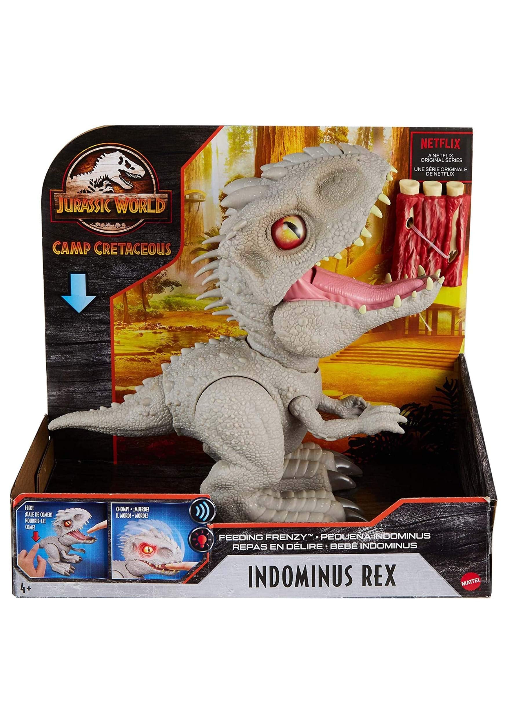 Mattel Jurassic World Toys Camp Cretaceous Feeding Frenzy Indominus Rex Interactive Dinosaur, Bite Reflex, Toy Ribs, Lights & Sounds, Authentic Detail, Ages 4 Old & Up [Amazon Exclusive]