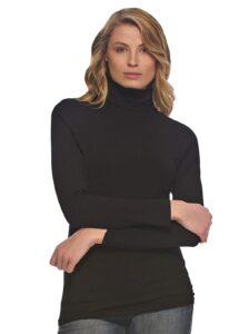 felina long sleeve cotton modal ladies turtleneck (black, x-large) - base layer women cold weather turtleneck - soft womens turtleneck - layering cotton turtleneck for women