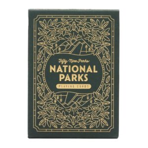 keymaster games parks playing cards: green deck featuring 12 national park illustrations on premium uspcc cards