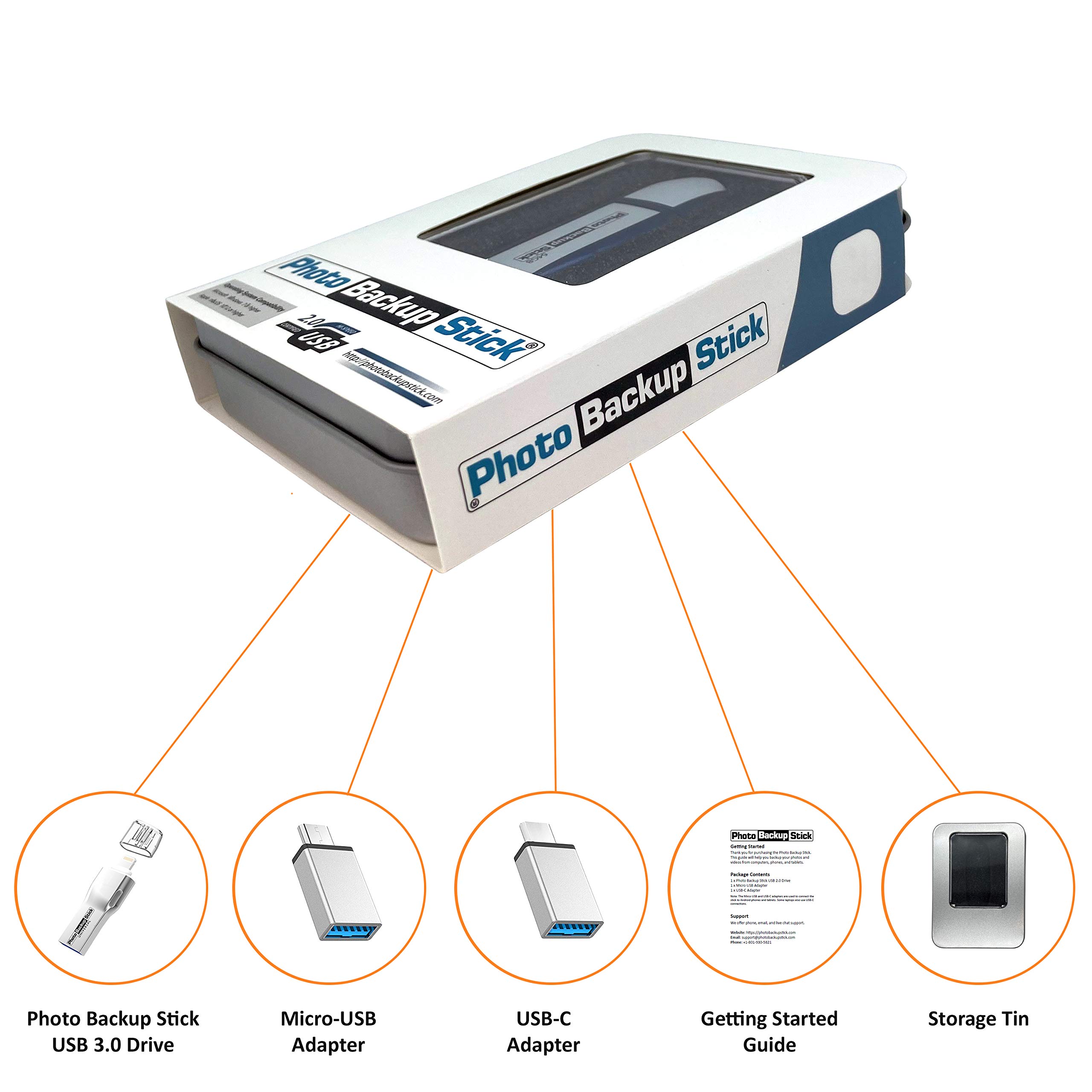 Photo Backup Stick for Computers, Phones, and Tablets (16 GB)