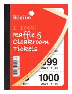 silvine cloakroom/raffle tickets, numbered 1-1000 with security numbering. ref crt1000 [pack of 6]