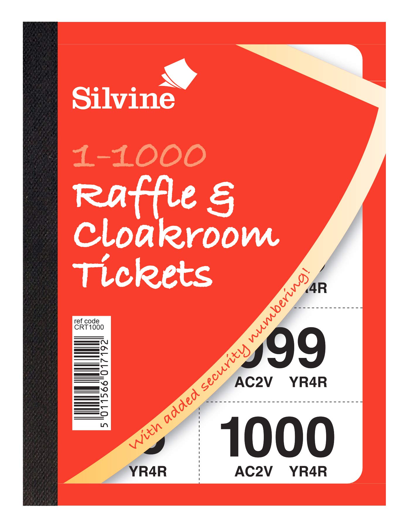 Silvine Cloakroom/Raffle Tickets, Numbered 1-1000 with Security Numbering. Ref CRT1000 [Pack of 6]