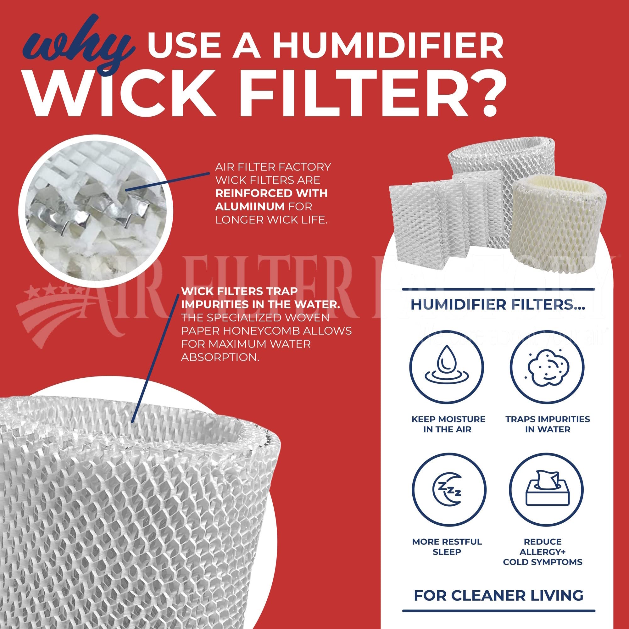 2-Pack Air Filter Factory Replacement For Procare PCWF813, PCWF-813 Humidifier Wick Filters