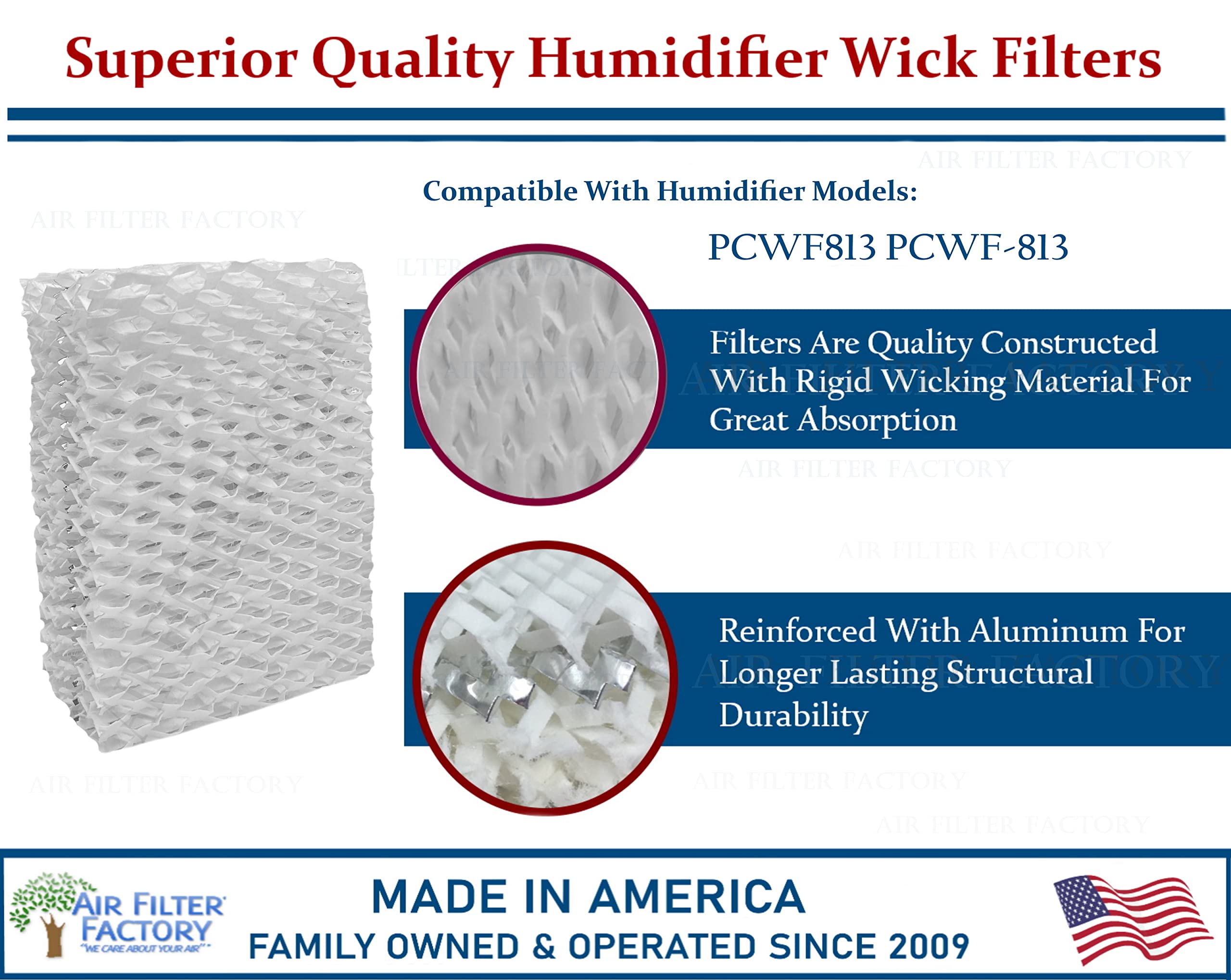 2-Pack Air Filter Factory Replacement For Procare PCWF813, PCWF-813 Humidifier Wick Filters