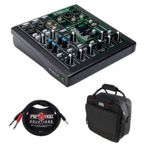 Mackie ProFX6v3 6-Channel Sound Reinforcement Mixer with Built-In FX, Gator Cases G-MIXERBAG-1212 Mixer Bag & Stereo Cable 10' Bundle