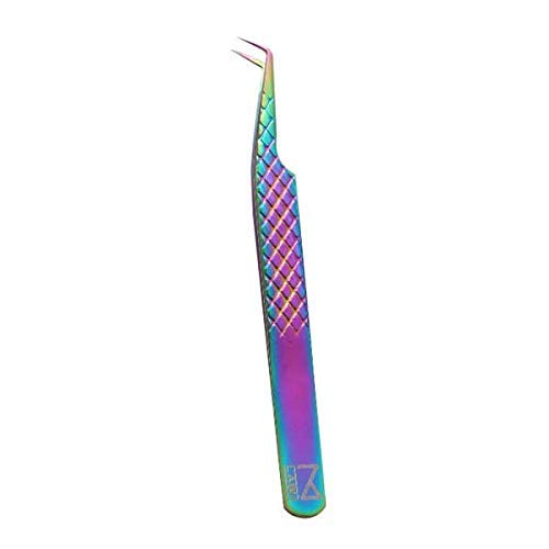 M LASH Eyelash Extension Tweezers - Professional & Precision Lash Tweezers for Eyelash Extensions - Japanese Steel, Diamond Grip, Fiber Tip for Stunning Results (Rainbow Mermaid)