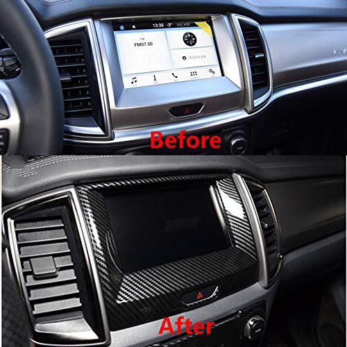 ruihe Carbon Fiber Color Inner Center Navigation Frame Cover Fit for Ford Ranger 2015 2016 2017 2018 2019 2020 2021