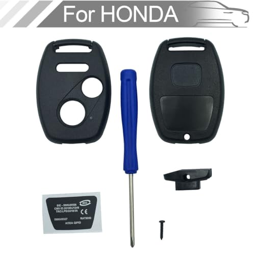 New Key Fob Shell Case Fit for Honda CR-V Odyssey Accord Crosstour Civic CR-Z Fit Keyless Entry Remote Key Housing Replacement with Screwdriver (2+1Button 1pcs)