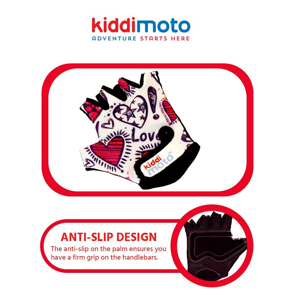 Kiddimoto Kids Cycling Gloves| Anti-Slip Kids Bike Gloves for Boys and Girls| Fingerless Kids Mountain Bike Gloves for BMX, MTB Riding, Gymnastics, Scooters, Skateboard, Rollerblade.