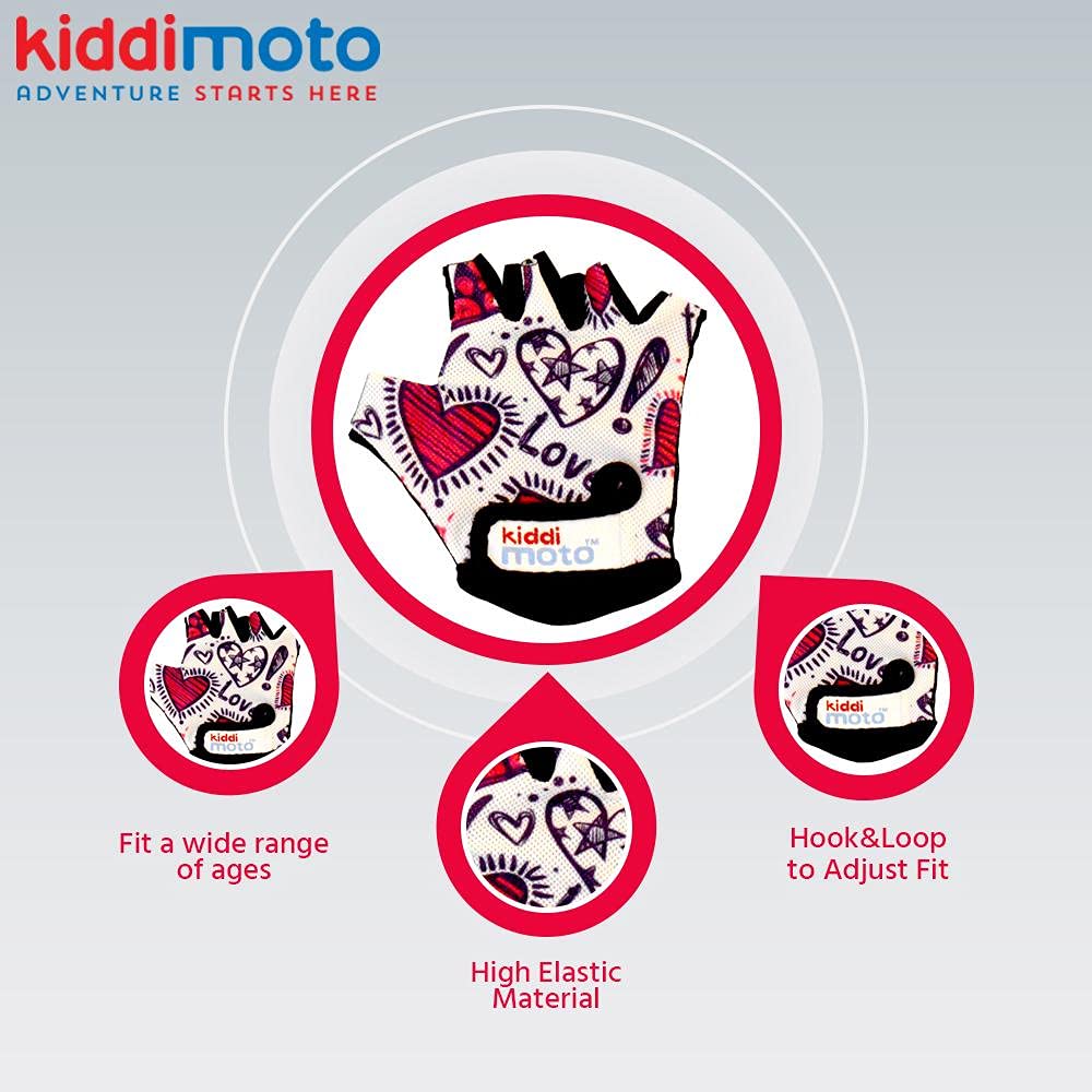 Kiddimoto Kids Cycling Gloves| Anti-Slip Kids Bike Gloves for Boys and Girls| Fingerless Kids Mountain Bike Gloves for BMX, MTB Riding, Gymnastics, Scooters, Skateboard, Rollerblade.