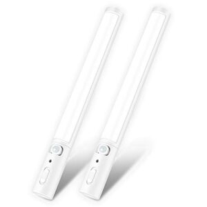 calionltd under cabinet lighting,wireless led closet light battery powered motion sensor light 21 led bulb magnetic stick-on night light bar for kitchen, stairway, wardrobe,hallway - 2 pack