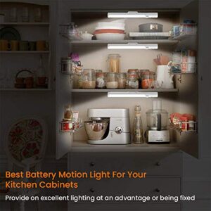 CALIONLTD Under Cabinet Lighting,Wireless Led Closet Light Battery Powered Motion Sensor Light 21 LED Bulb Magnetic Stick-on Night Light Bar for Kitchen, Stairway, Wardrobe,Hallway - 2 Pack