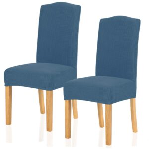tianshu stretch chair covers for dining room set of 2, dining room chair covers for home decor, removable dining chair cover non-slip kitchen chair cover parson chair slipcover (2 pack, denim blue)