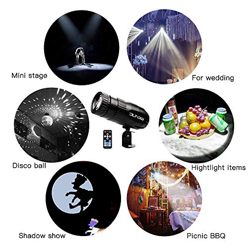 Pinspot Light with Remote, JLPOW Super Bright Mirror Ball Spotlight, Mini 15W RGBW LED Beam Spot Lights Stage Effect Lighting, Best for DJ Disco Party Bar Club Show Wedding Children's Theater