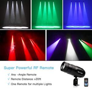 Pinspot Light with Remote, JLPOW Super Bright Mirror Ball Spotlight, Mini 15W RGBW LED Beam Spot Lights Stage Effect Lighting, Best for DJ Disco Party Bar Club Show Wedding Children's Theater