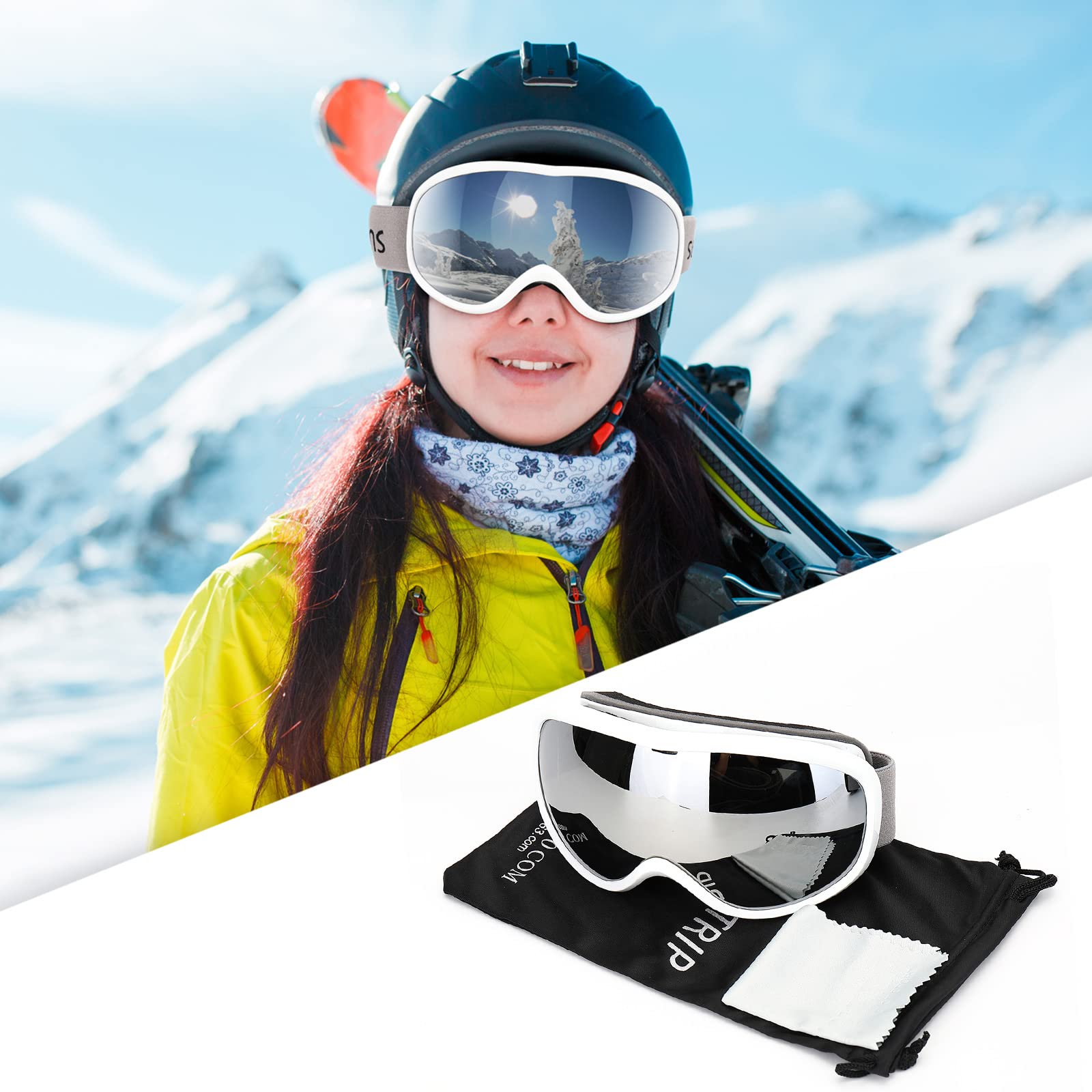 Supertrip Snow Ski Goggles Anti-Fog 100% UV Protection Snowboard Skiing Goggles