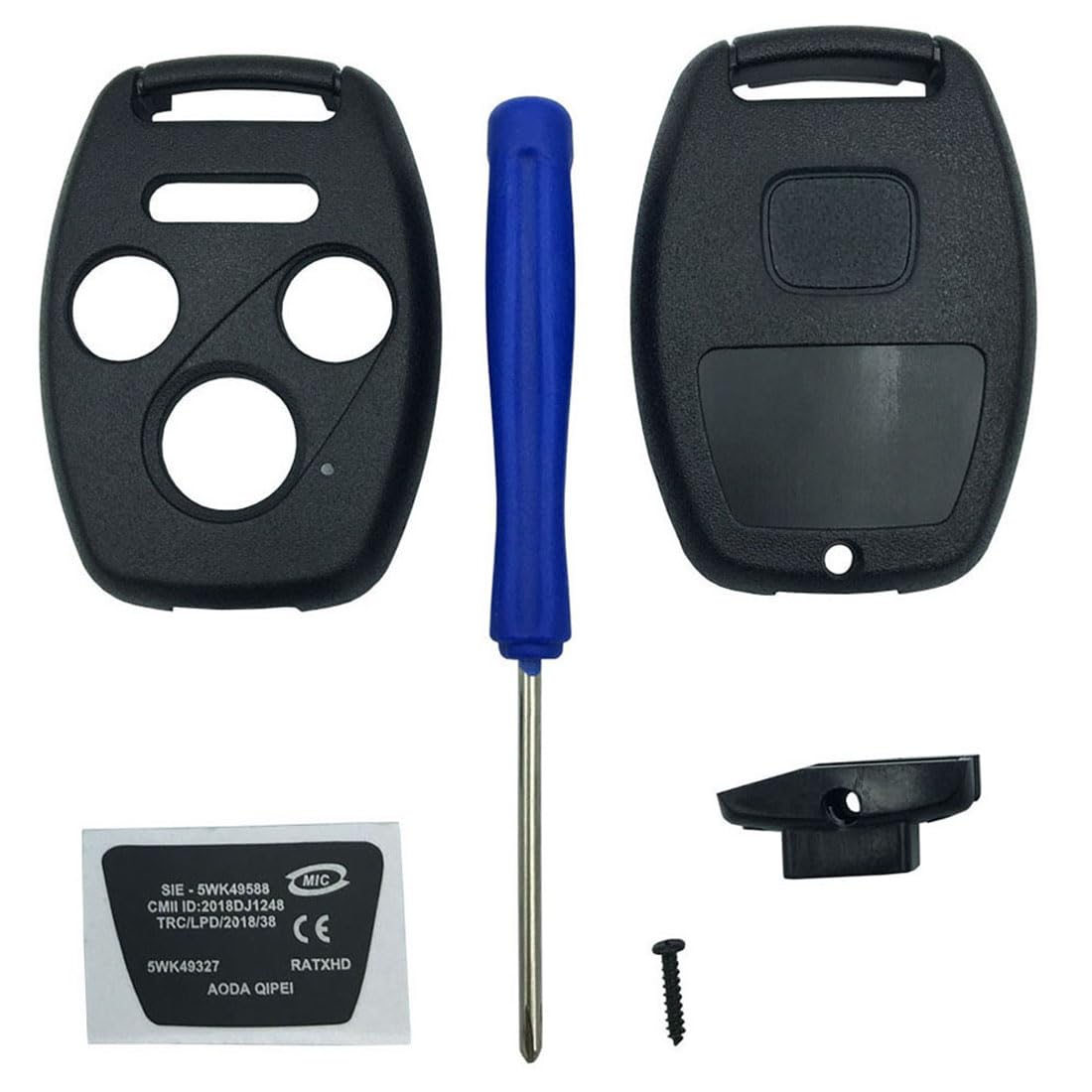 New 4 Button Key Fob Shell Case Fit for Honda Civic Accord Ex Pilot Fit Keyless Entry Remote Key Housing Replacement with Screwdriver (3+1Button 1PCS)