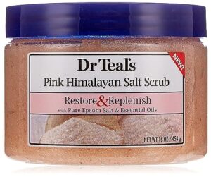 dr. teal's salt scrub pink himalayan restore 16 ounce jar (pack of 2)