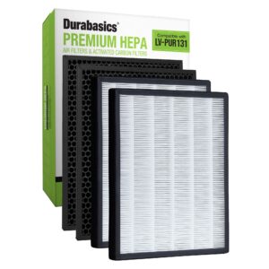 durabasics air purifier replacement filter for levoit lv-pur131 | 2 hepa filters & 2 activated carbon pre filters for better adsorption