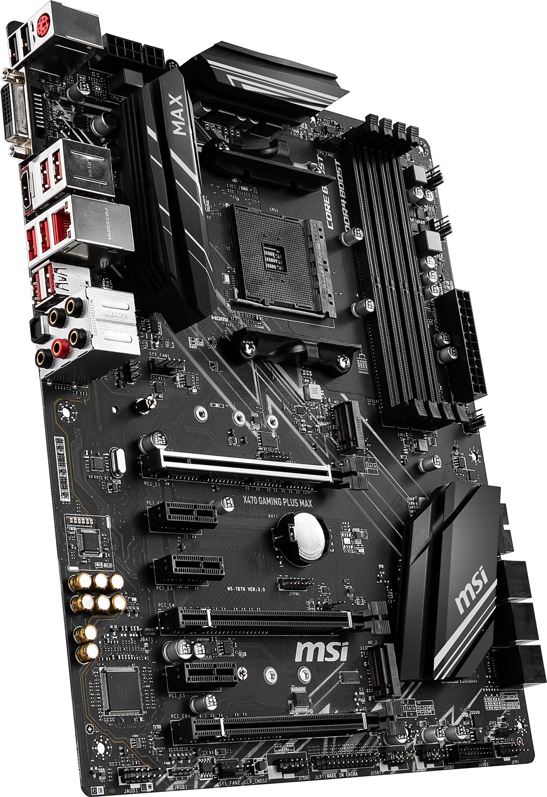 MSI Performance Gaming AMD X470 Ryzen 2ND and 3rd Gen AM4 DDR4 DVI HDMI Onboard Graphics CFX ATX Motherboard (X470 GAMING PLUS Max)