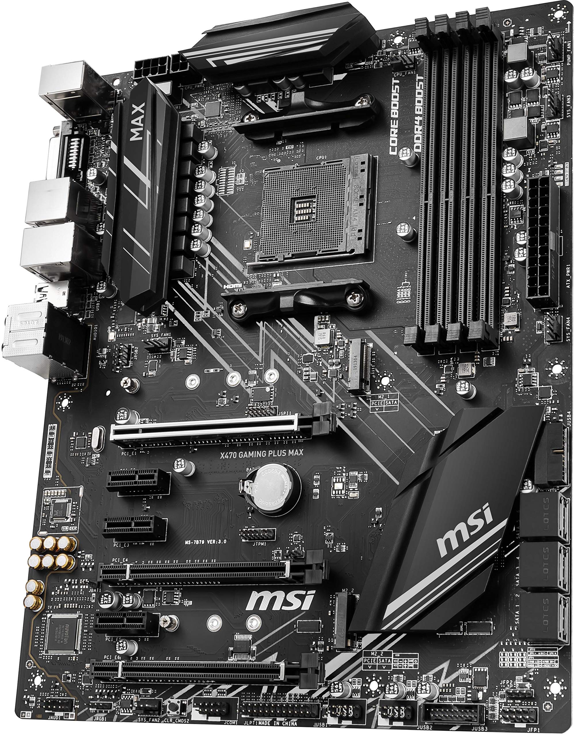 MSI Performance Gaming AMD X470 Ryzen 2ND and 3rd Gen AM4 DDR4 DVI HDMI Onboard Graphics CFX ATX Motherboard (X470 GAMING PLUS Max)