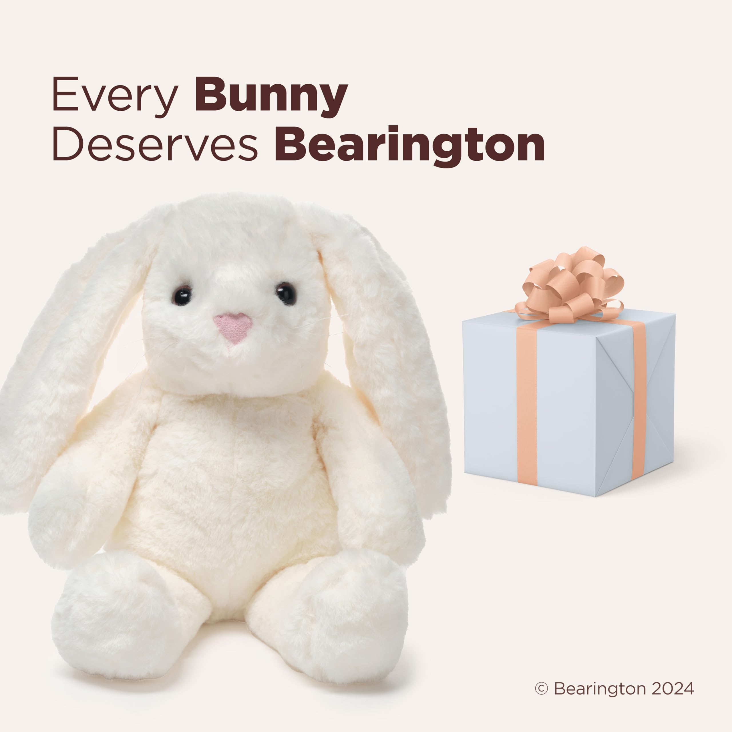 Bearington Nibbs The Stuffed Rabbit Plush, 15 Inch White Bunny Stuffed Animal, White Easter Bunny